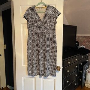 Boden Navy White Faux Wrap Dress - Size 12